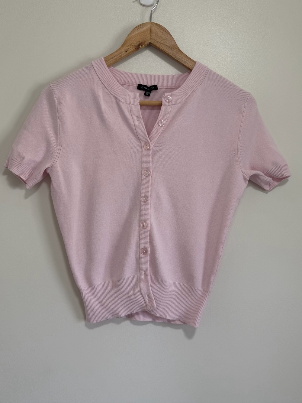 Dynamite Pale Pink Short Sleeve Button Cardigan - Picture 1 of 5